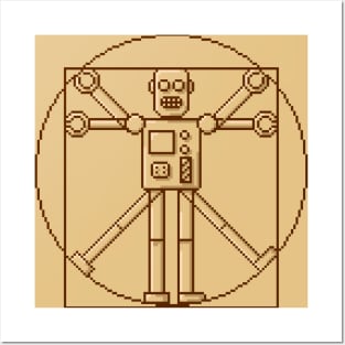 Vitruvian Pixel Robot Posters and Art